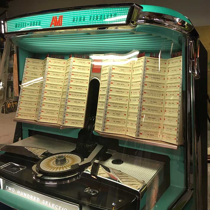1958 AMI I 200 Vinyl Jukebox Selector Wheel Version with Spearmint Trim - Image 17