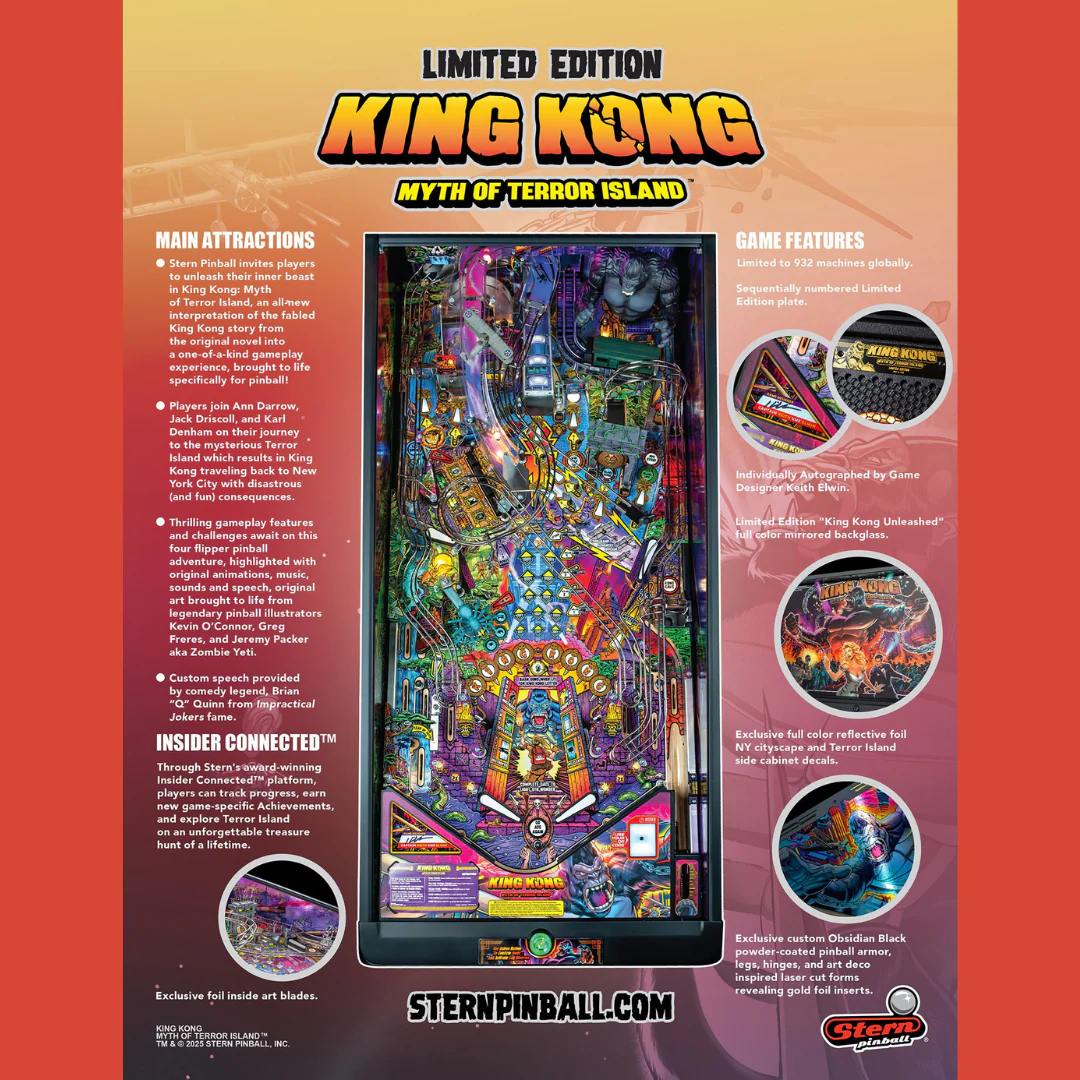 2025 King Kong: Myth of Terror Island Limited Edition Pinball by Stern - Image 41