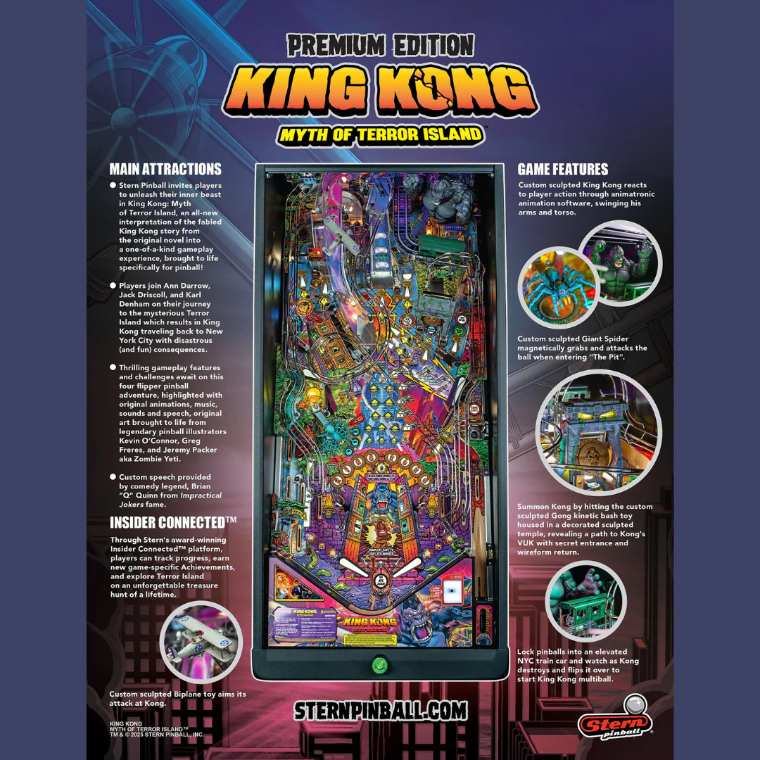 2025 King Kong: Myth of Terror Island Premium Pinball by Stern - Image 33