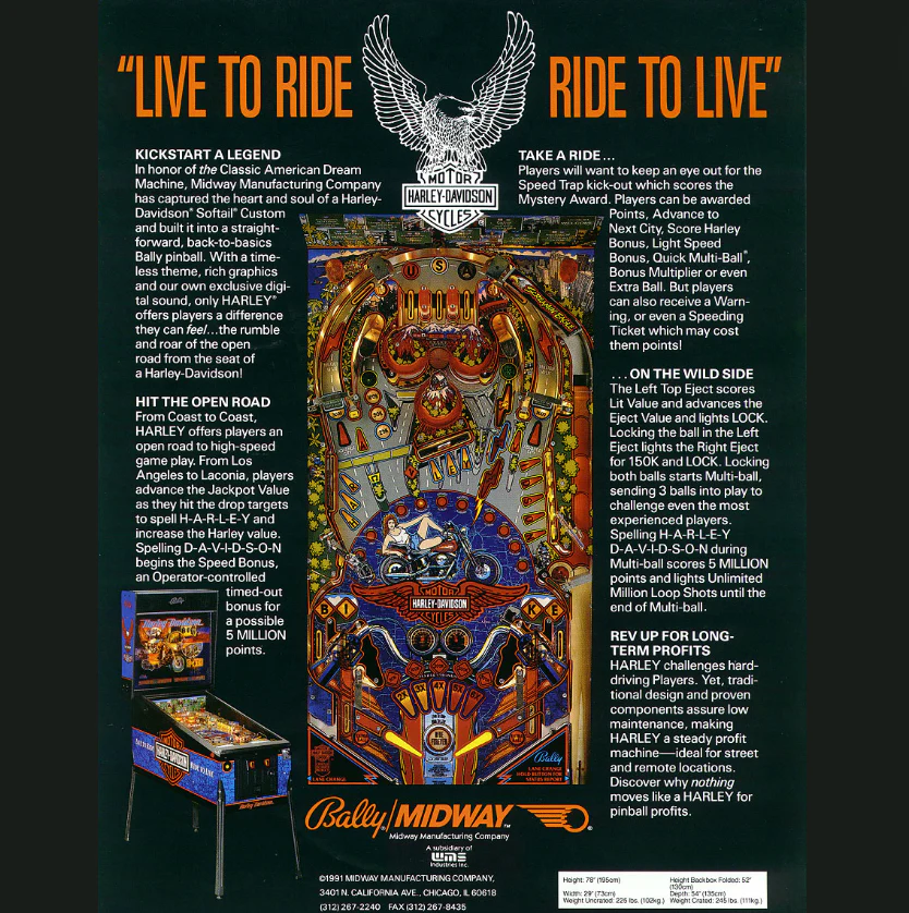 1991 Harley-Davidson Pinball Machine by Bally Midway - Image 8