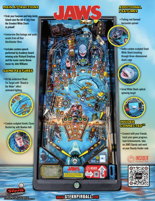 2024 JAWS Pro Pinball Machine by Stern - Image 22