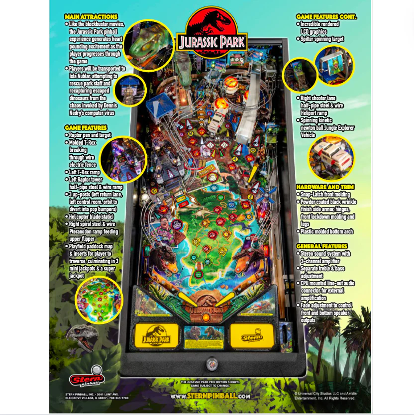 2019 Jurassic Park Pro Pinball Machine by Stern - Image 12
