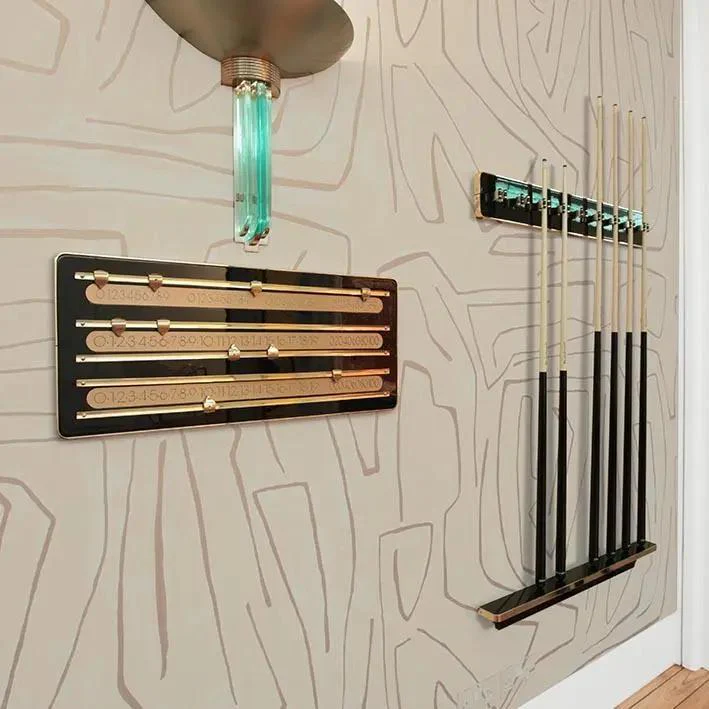 The Olympian Wall Mounted Cue Rack and Scorer with Brass Trim - Image 3
