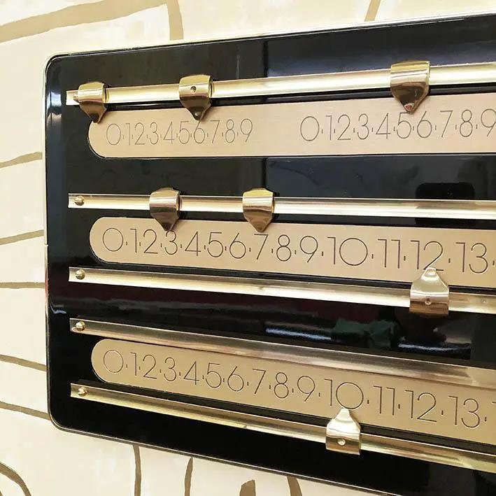 The Olympian Wall Mounted Cue Rack and Scorer with Brass Trim - Image 4