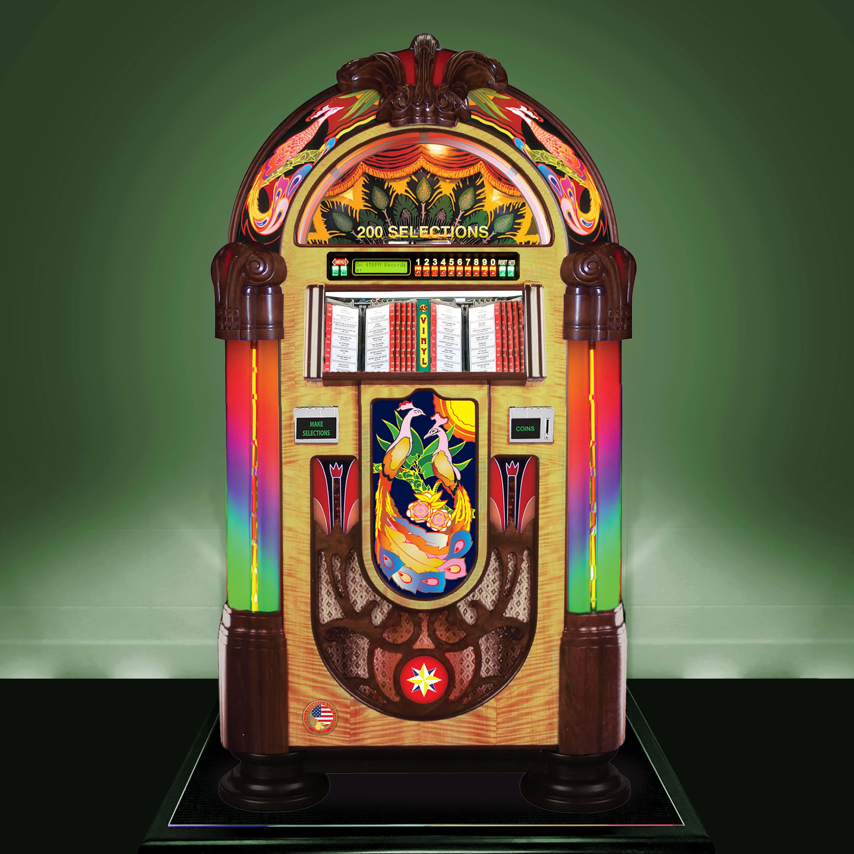 Rock-Ola Peacock Vinyl 45 Bubbler Jukebox with Bluetooth - Image 2