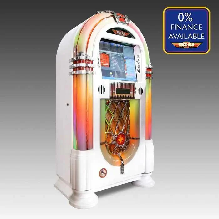 Rock-Ola Bubbler Digital Music Center Jukebox in Gloss White with Bluetooth - Image 4