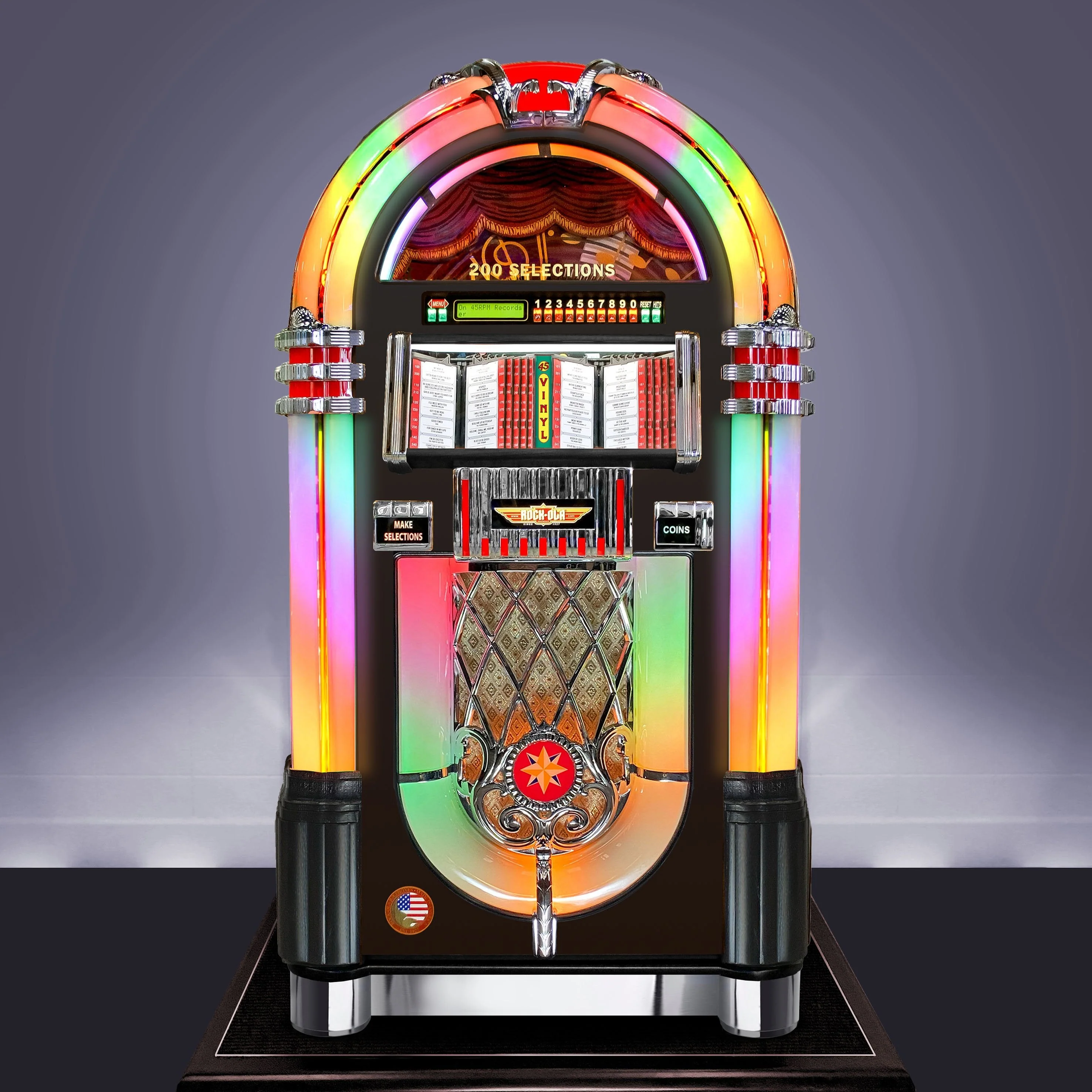 Rock-Ola Bubbler Vinyl 45 Jukebox in Black with Bluetooth - Image 3