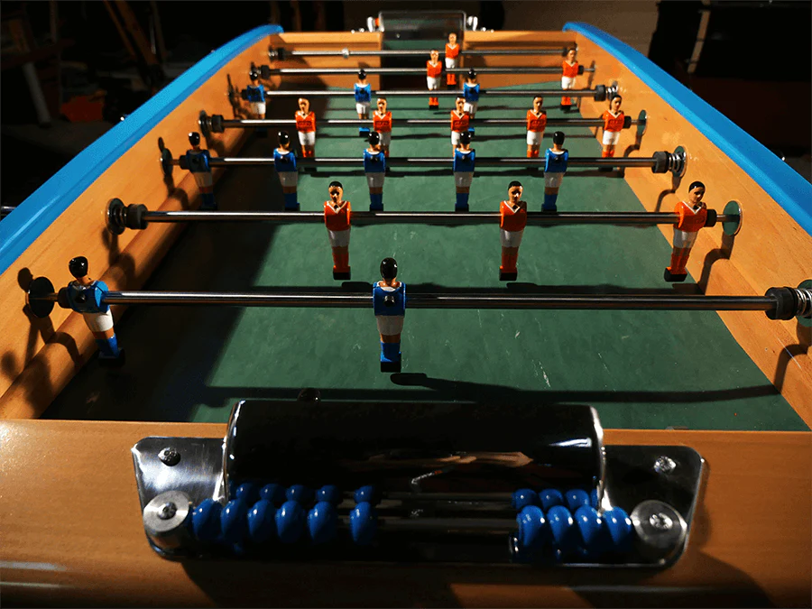 Sulpie Evolution Foosball Table - Beech with Light Blue Trim - Image 4